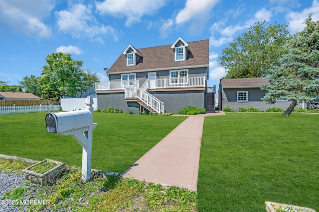 118 Cedar Point Ave, Brick, NJ 08723 - view of front of house featuring stairs, a wooden deck, and roof with shingles
