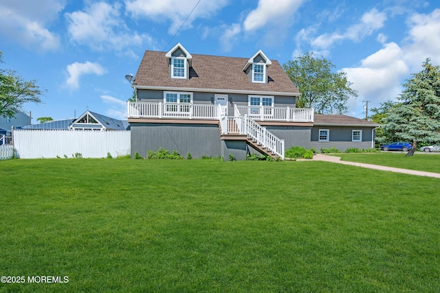118 Cedar Point Ave, Brick, NJ 08723 - view of front facade with a wooden deck, stairway, and roof with shingles
