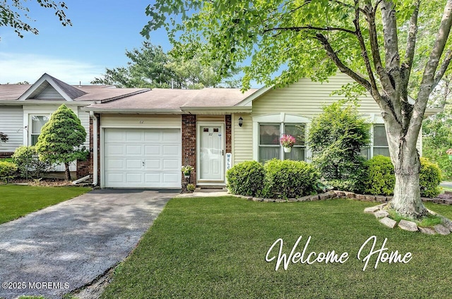 62 Woodshill Dr S, Lakewood, NJ 08701 - view of front of property with driveway, a front lawn, an attached garage, and brick siding