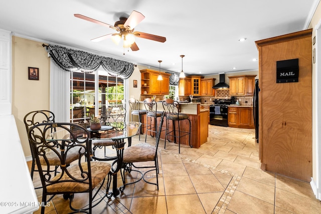 21 Tanglewood Pl, Monroe, NJ 08831 - dining space with recessed lighting, a ceiling fan, and inlaid floor details