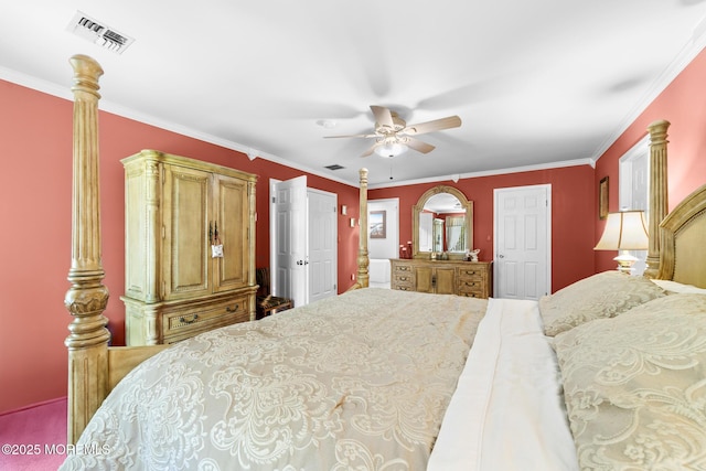 21 Tanglewood Pl, Monroe, NJ 08831 - bedroom with a ceiling fan, ornamental molding, and carpet floors