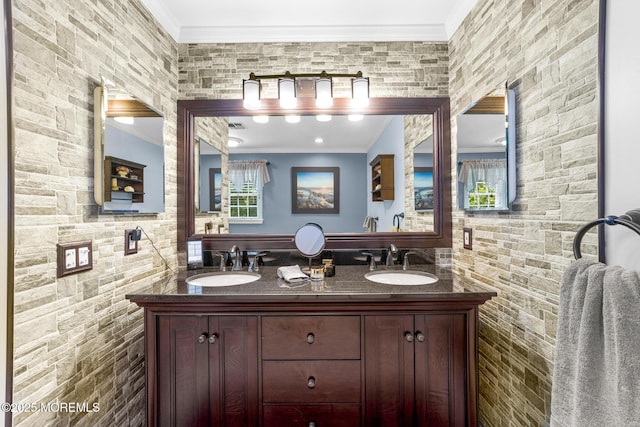 21 Tanglewood Pl, Monroe, NJ 08831 - full bath featuring ornamental molding and double vanity