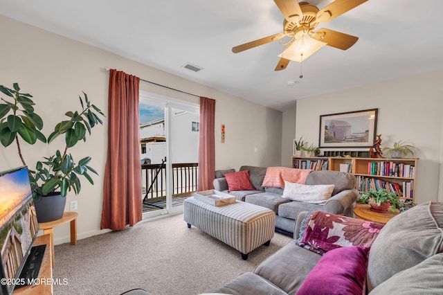 1090 Radio Rd Unit 12, Little Egg Harbor, NJ 08087 - carpeted living area featuring a ceiling fan and baseboards