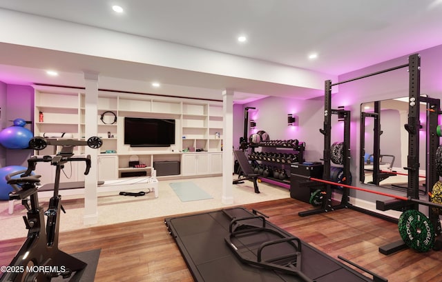 5 Buchop Ln, Red Bank, NJ 07701 - exercise area featuring wood finished floors and recessed lighting