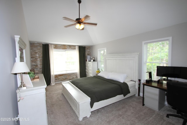 132 Sloop Rd, Manahawkin, NJ 08050 - bedroom with light colored carpet, a desk, and high vaulted ceiling