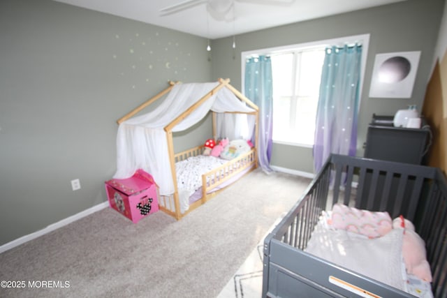 132 Sloop Rd, Manahawkin, NJ 08050 - bedroom with baseboards, carpet flooring, and ceiling fan