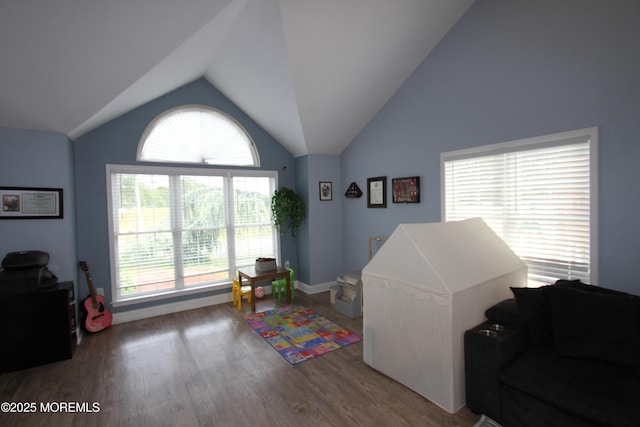 132 Sloop Rd, Manahawkin, NJ 08050 - rec room featuring wood finished floors and lofted ceiling