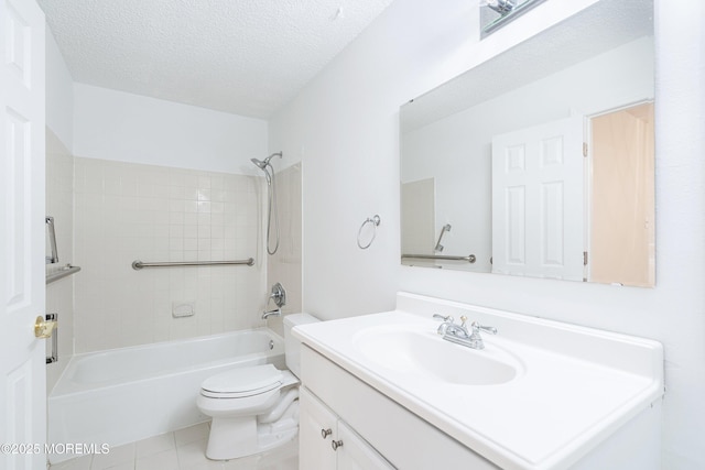 117 Northrup Dr, Brick, NJ 08724 - full bathroom featuring vanity,  shower combination, toilet, tile patterned flooring, and a textured ceiling