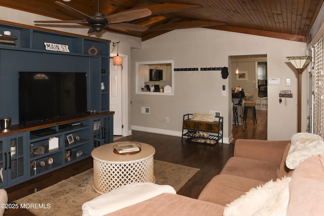 202 Main St, Matawan, NJ 07747 - living room with wooden ceiling, ceiling fan, wood finished floors, and baseboards