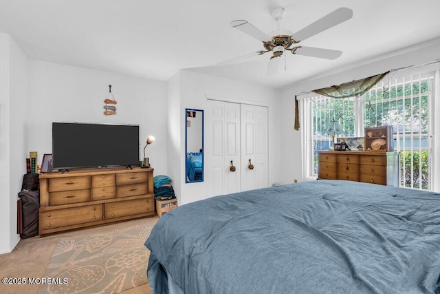 551 Petunia Ln N, Whiting, NJ 08759 - bedroom with carpet, a ceiling fan, and a closet
