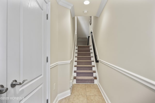 14 White Oak Ln, Aberdeen, NJ 07747 - staircase featuring baseboards and tile patterned flooring
