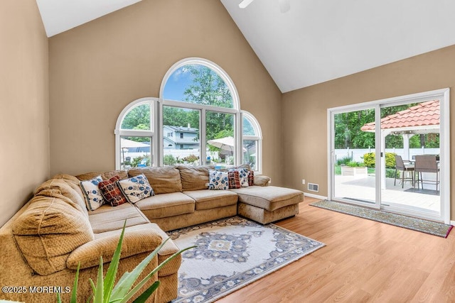 145 Docare Rd, Jackson, NJ 08527 - living area with high vaulted ceiling and light wood-type flooring