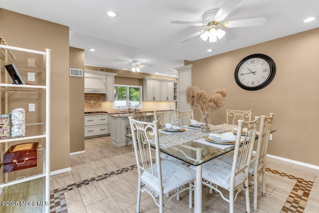 145 Docare Rd, Jackson, NJ 08527 - dining space featuring ceiling fan, baseboards, and recessed lighting