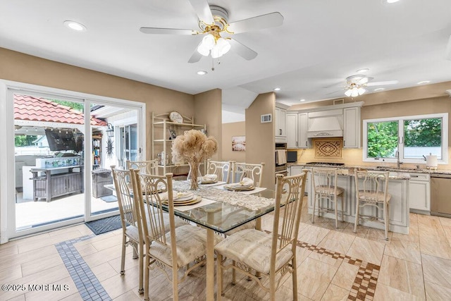 145 Docare Rd, Jackson, NJ 08527 - dining space featuring ceiling fan, recessed lighting, and inlaid floor details