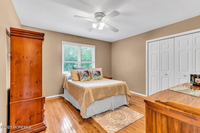 145 Docare Rd, Jackson, NJ 08527 - bedroom with a closet, light wood-style flooring, baseboards, and ceiling fan