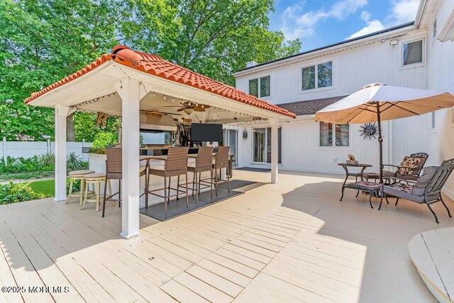 145 Docare Rd, Jackson, NJ 08527 - deck featuring a gazebo and a ceiling fan