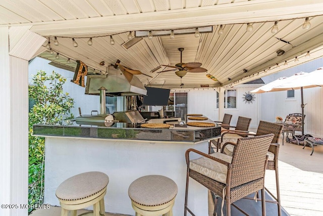 145 Docare Rd, Jackson, NJ 08527 - view of patio with a ceiling fan, a gazebo, and an outdoor kitchen