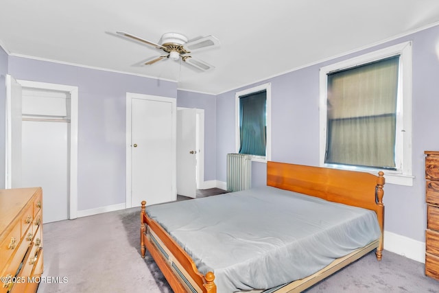 137 Seabreeze Way, Keansburg, NJ 07734 - bedroom with carpet, baseboards, crown molding, and a ceiling fan