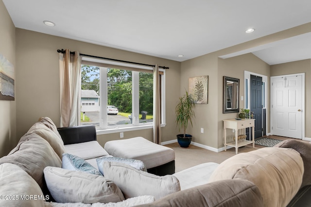 324 Boland Ave, Brick, NJ 08724 - carpeted living room featuring baseboards, recessed lighting, and lofted ceiling