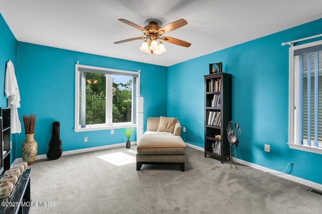 324 Boland Ave, Brick, NJ 08724 - sitting room with a ceiling fan, carpet, and baseboards