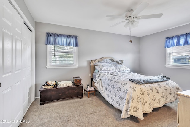 5 Lodge Ct, Brick, NJ 08724 - bedroom featuring multiple windows, a closet, carpet floors, and ceiling fan