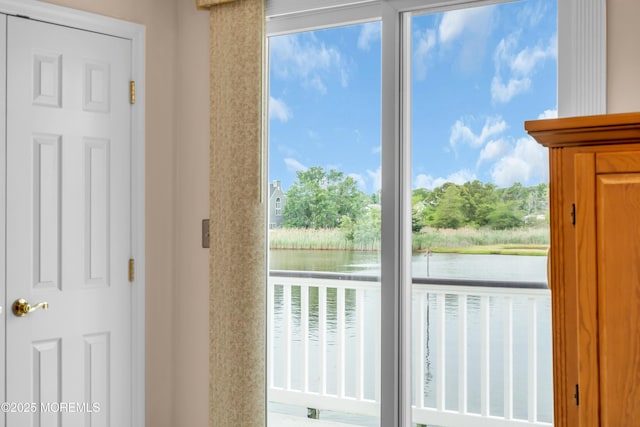 654 Fairview Ln, Forked River, NJ 08731 - doorway to outside featuring a water view