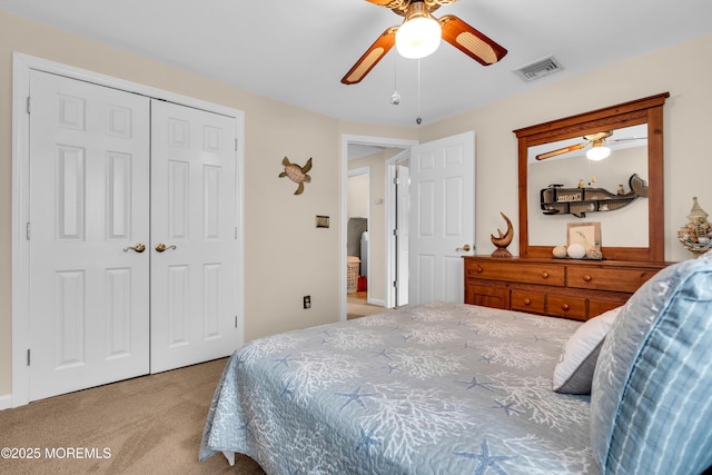 654 Fairview Ln, Forked River, NJ 08731 - carpeted bedroom featuring a closet and ceiling fan