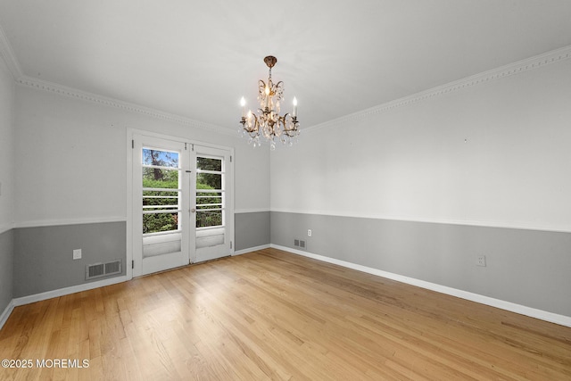 23 Fox Hill Dr, Little Silver, NJ 07739 - unfurnished room featuring a chandelier, baseboards, wood finished floors, and crown molding