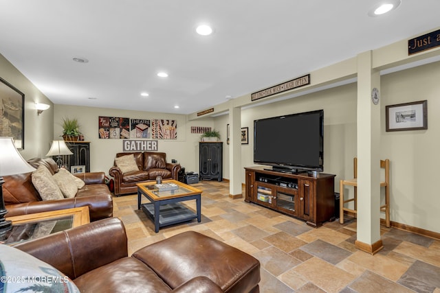 711 Hardean Rd, Brick, NJ 08724 - living area featuring stone tile floors, baseboards, and recessed lighting