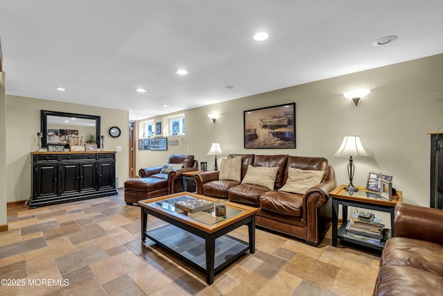 711 Hardean Rd, Brick, NJ 08724 - living area with stone tile flooring, recessed lighting, and baseboards