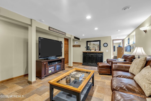 711 Hardean Rd, Brick, NJ 08724 - living area with stone tile flooring, baseboards, and recessed lighting
