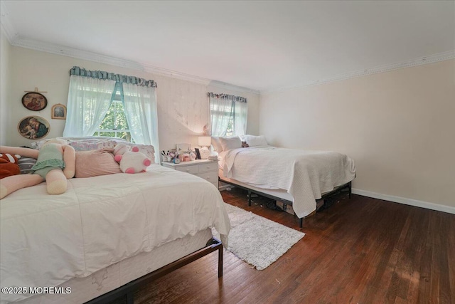 2 Warrenton Ln, Colts Neck, NJ 07722 - bedroom with crown molding, dark wood-type flooring, and baseboards