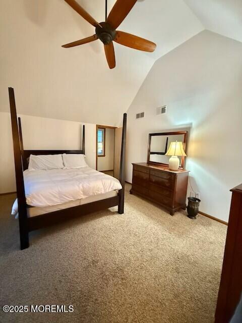 1301 SW Central Ave Unit B8, Seaside Park, NJ 08752 - carpeted bedroom featuring lofted ceiling, baseboards, and a ceiling fan