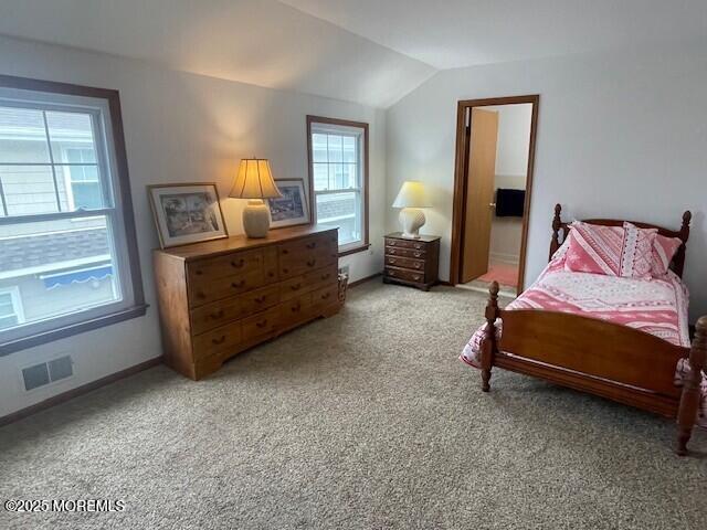 1301 SW Central Ave Unit B8, Seaside Park, NJ 08752 - bedroom featuring light colored carpet, lofted ceiling, and baseboards
