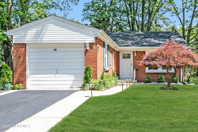 29 Bowie Dr, Whiting, NJ 08759 - view of front of house featuring brick siding, driveway, a front yard, and a shingled roof