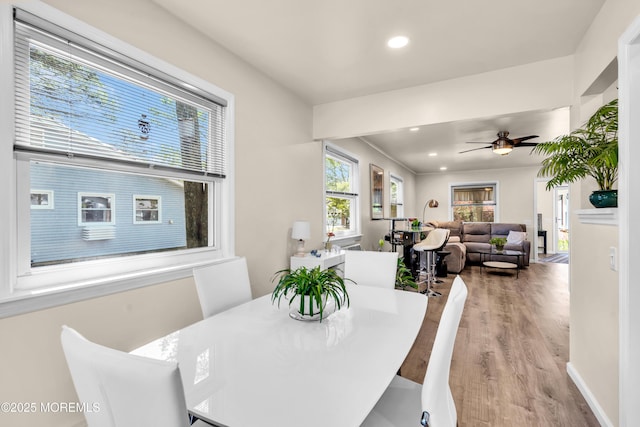 29 Bowie Dr, Whiting, NJ 08759 - dining space featuring light wood-style floors, recessed lighting, and ceiling fan