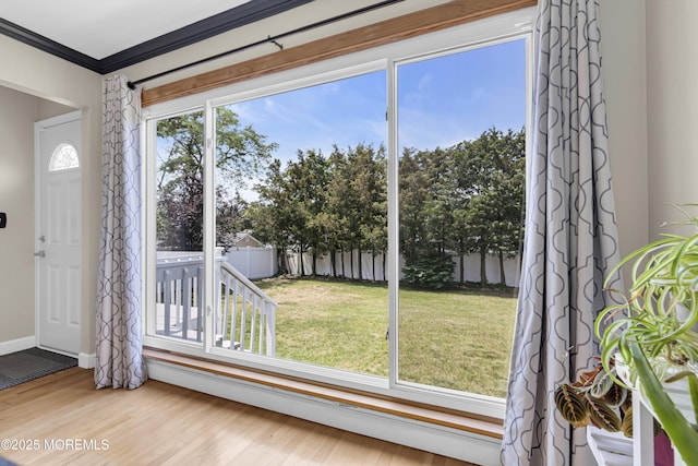 33 Fleetwood Dr, Hazlet, NJ 07730 - doorway featuring crown molding and wood finished floors