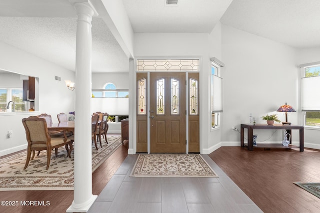 24 Birmingham Ln, Monroe, NJ 08831 - entryway featuring decorative columns, wood finished floors, and baseboards
