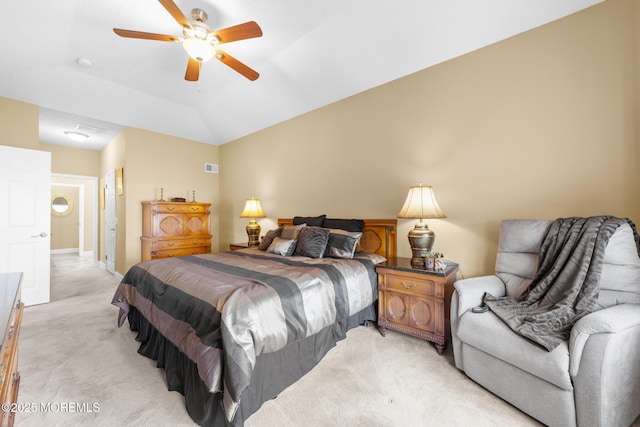 24 Birmingham Ln, Monroe, NJ 08831 - bedroom with light carpet, vaulted ceiling, a ceiling fan, and baseboards