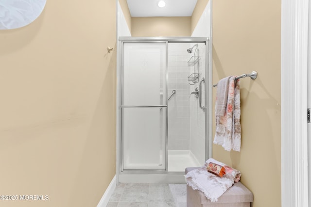 24 Birmingham Ln, Monroe, NJ 08831 - bathroom featuring a shower stall and baseboards