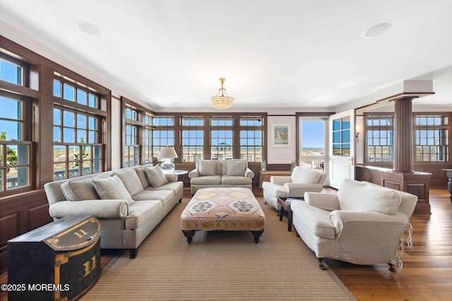 425 E Ave, Bay Head, NJ 08742 - living area featuring ornate columns and wood finished floors