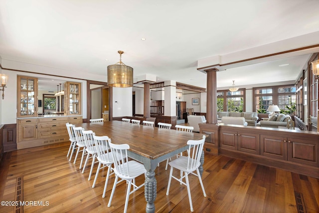 425 E Ave, Bay Head, NJ 08742 - dining room with ornate columns and light wood-style floors