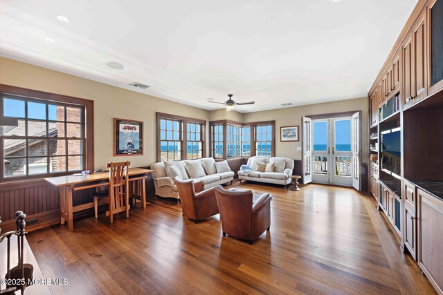 425 E Ave, Bay Head, NJ 08742 - living room with healthy amount of natural light, wood finished floors, and ceiling fan