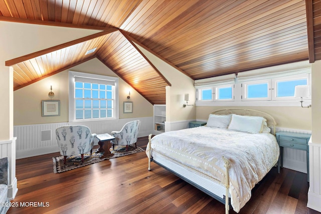 425 E Ave, Bay Head, NJ 08742 - bedroom with wainscoting, wood ceiling, vaulted ceiling, and wood finished floors