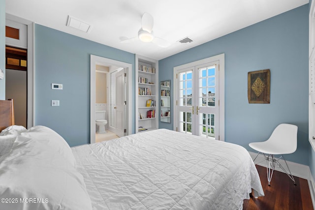 425 E Ave, Bay Head, NJ 08742 - bedroom featuring wood finished floors, access to outside, ceiling fan, and ensuite bathroom