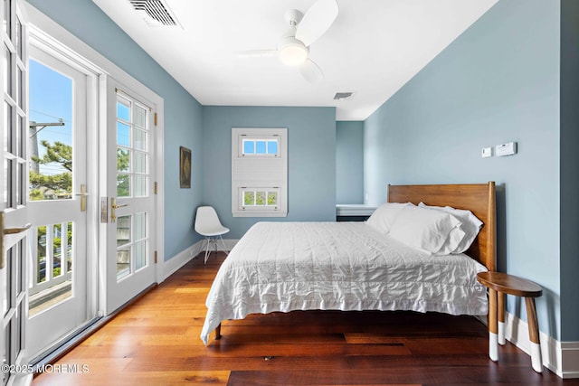 425 E Ave, Bay Head, NJ 08742 - bedroom featuring access to exterior, wood finished floors, and ceiling fan