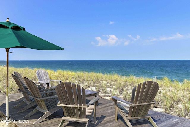 425 E Ave, Bay Head, NJ 08742 - wooden deck with view of water and beach
