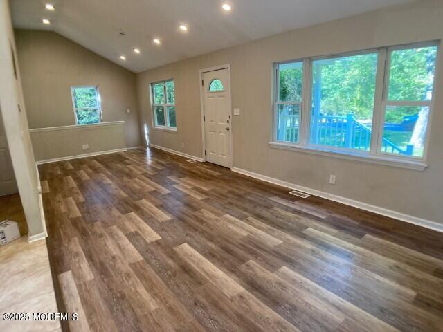 273 Stuart St, Howell, NJ 07731 - foyer with recessed lighting, wood finished floors, baseboards, and vaulted ceiling