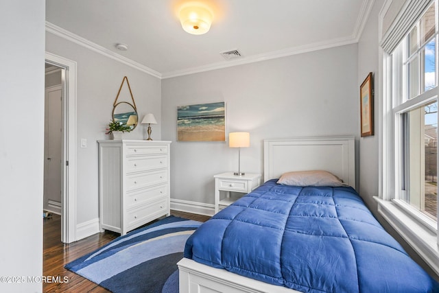 321 Mckinley Pl, Avon-By-The-Sea, NJ 07717 - bedroom with crown molding, dark wood-style floors, and baseboards