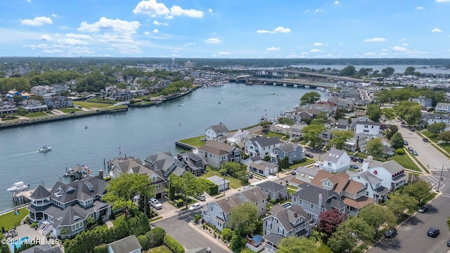 321 Mckinley Pl, Avon-By-The-Sea, NJ 07717 - aerial view of residential area featuring a notable bridge and a nearby body of water